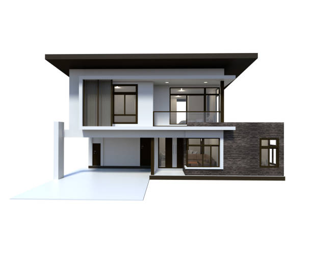 istock House 3d modern and luxury rendering on white background. 1144611972