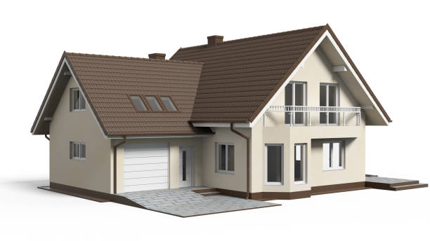 istock 3d render of modern house isolated on a white. 1144611996