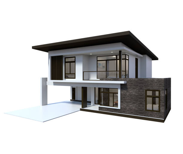 istock House 3d modern and luxury rendering on white background. 1144612038