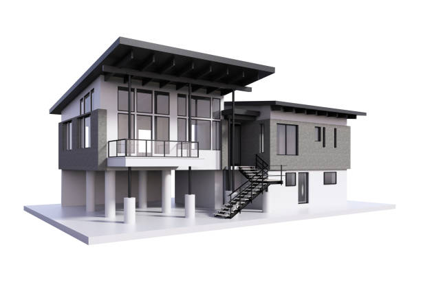 istock 3d render of modern house isolated on a white. 1144612073