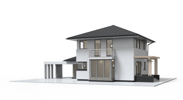 istock 3d render of house isolated on a white background. 1144612100