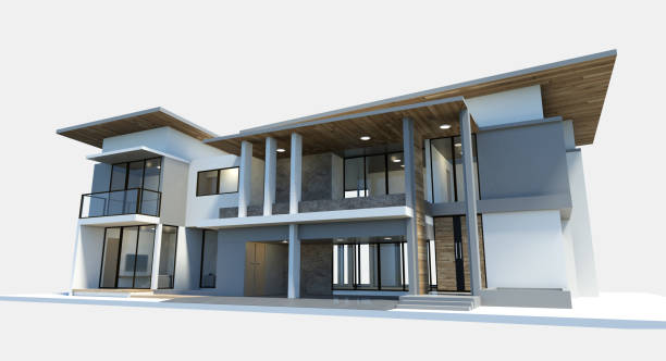 istock 3d render modern of house isolated on a white background. 1144612107