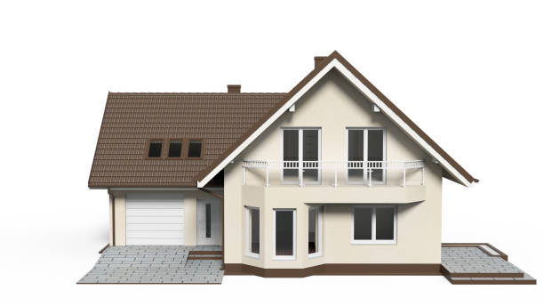 istock 3d render of modern house isolated on a white. 1144612154