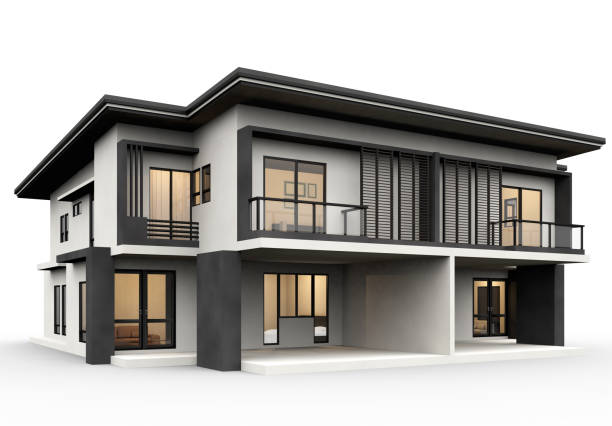 istock Modern townhome 3d rendering luxury style isolated on white background. 1144612204
