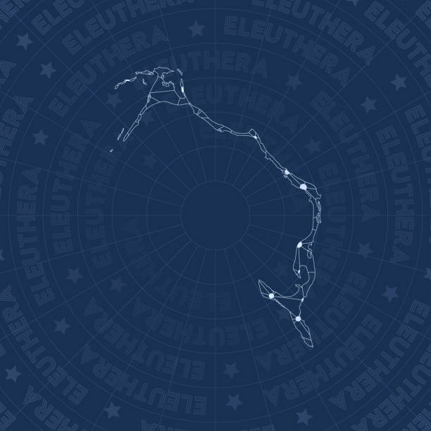 illustrations, cliparts, dessins animés et icônes de réseau d’eleuthera, carte de l’île de style constellation. - eleuthera island