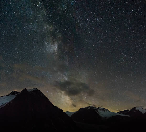istock Milky Way over mountains in Alps region 1144613792