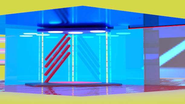 istock Virtual TV news studio set background 1144615209