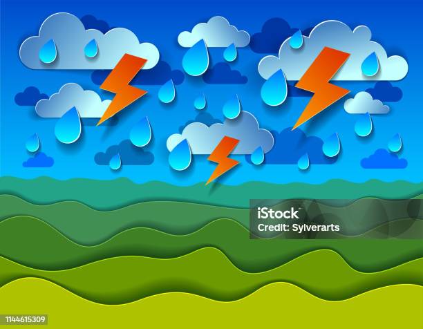 Ilustración de Paisaje Natural Escénico De Prado De Hierba Verde Bajo Tormenta Y Nublado Cielo Lluvioso Ilustración de Paisaje Natural Escénico De Prado De Hierba Verde Bajo Tormenta Y Nublado Cielo Lluvioso