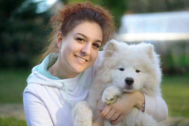 istock Woman and Samoyed dog ( summer) 1144616562