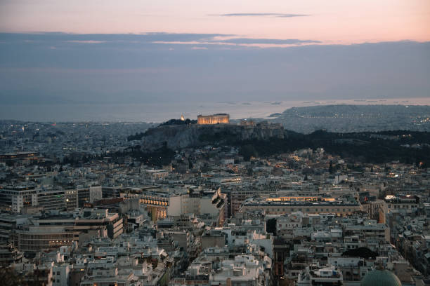 istock Athens at sunset as seen from above 1144618317