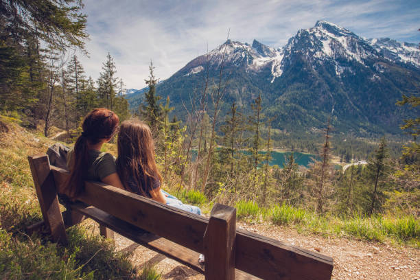 istock Mother and daughter enjoy the panorama at hintersee 1144621045