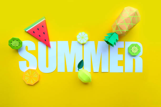 istock letter summer cut from paper with tropical fruit paper 1144624344