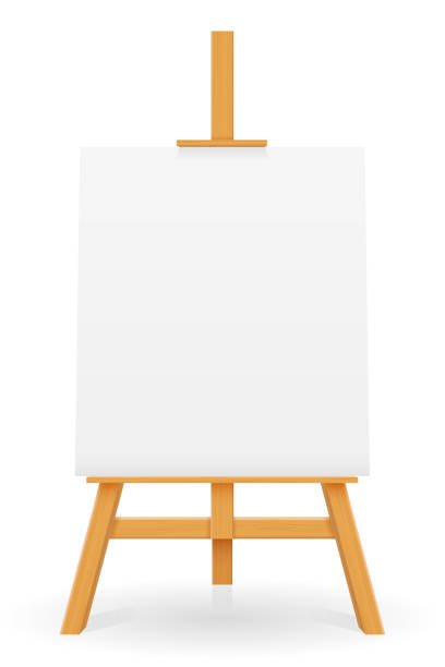 istock wooden easel for painting and drawing with a blank sheet of paper template for design vector illustration 1144624456