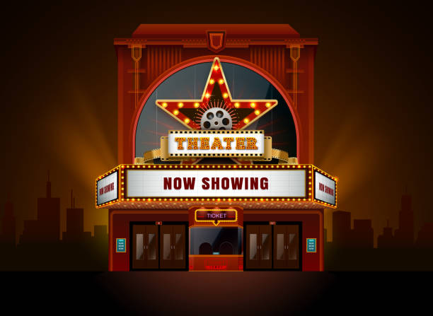 theater cinema building theater cinema building vector easy to change color and object theatre building stock illustrations