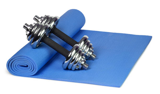 istock Yoga mat and dumbbells 1144625987