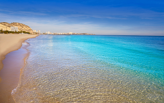 Alicante Postiguet beach in Costa Blanca of Spain