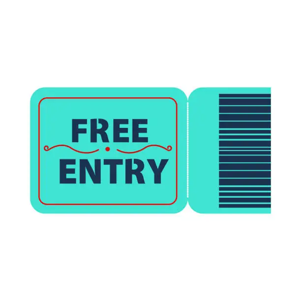 Vector illustration of Blue free entry ticket vector illustration