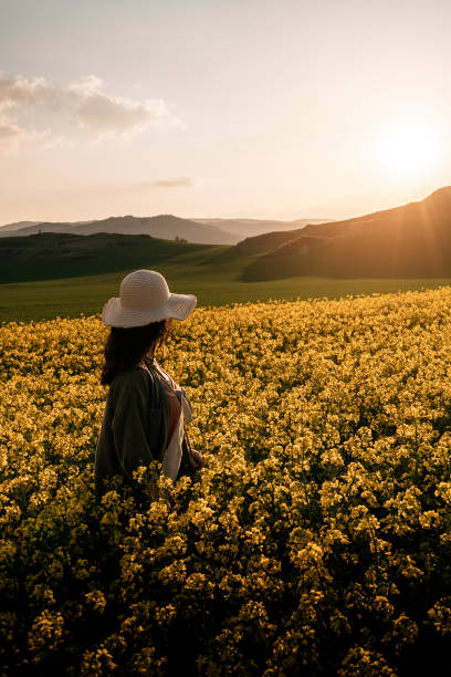 istock Unrecognizable woman walking among flowers 1144626272