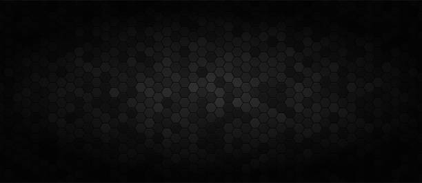 czarne szerokie tło technologiczne - hexagon stock illustrations