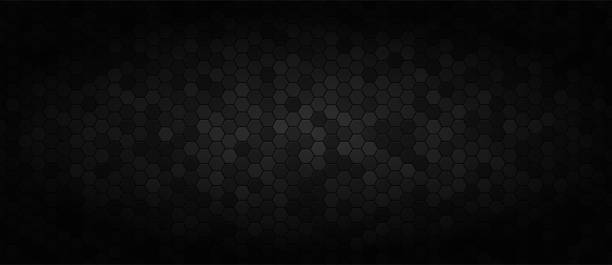 черный широкий технологический фон - hexagon abstract honeycomb metal stock illustrations