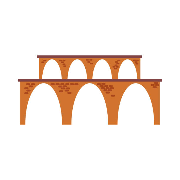 ilustraciones, imágenes clip art, dibujos animados e iconos de stock de la ilustración vectorial de línea viaduct - roman aqueduct