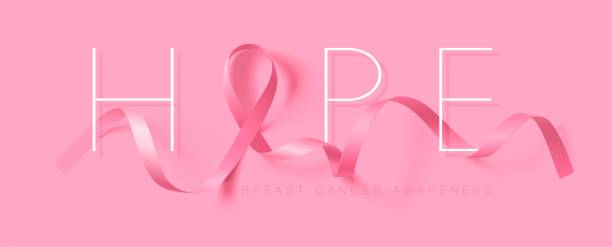 ilustrações, clipart, desenhos animados e ícones de esperança. projeto do poster da caligrafia da consciência do cancro da mama. fita cor-de-rosa realística. outubro é o mês de conscientização do câncer. ilustração do vetor - outubro rosa
