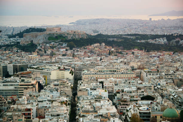 istock Athens at sunset as seen from above 1144630034
