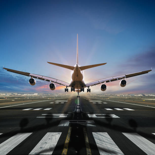 istock Airplane landing at the airport. 1144630102