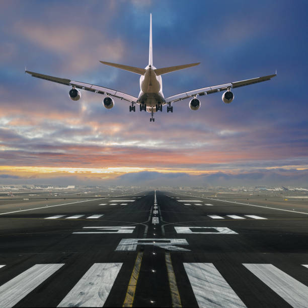 istock Airplane landing at the airport. 1144630110