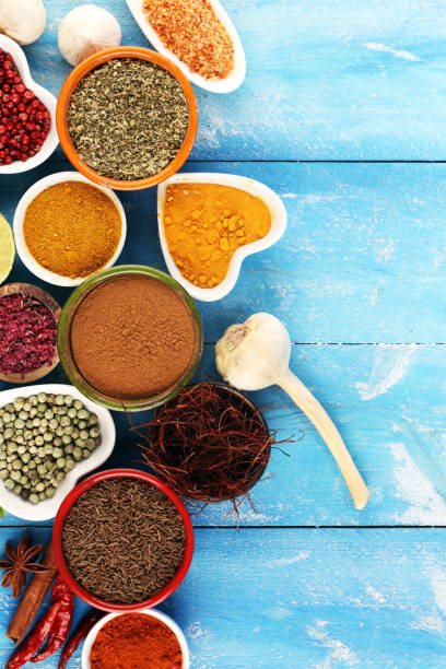 istock Spices and herbs variation on table. Food and cuisine ingredients. 1144633603