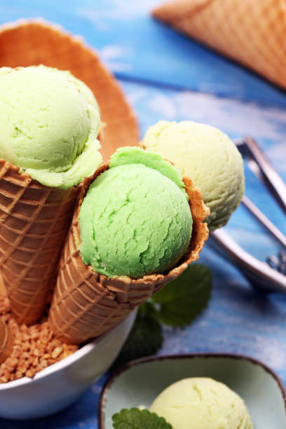 istock Green tea matcha mint ice cream with coconut milk. 1144634799