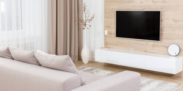 istock Panoramic picture of a spacious living room 1144635365