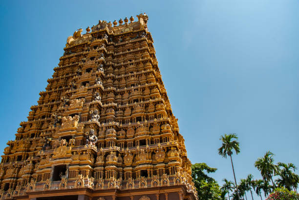 temple hindou (nallur kandaswamy kovil) à jaffna au sri lanka - gopuram architecture and buildings temple sri lanka photos et images de collection