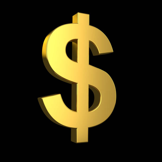 istock USD sign. 3d golden dollar symbol on black background. 3d rendering 1144637556