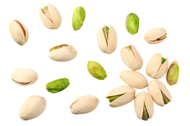 istock pistachio isolated on the white background. top view 1144637790