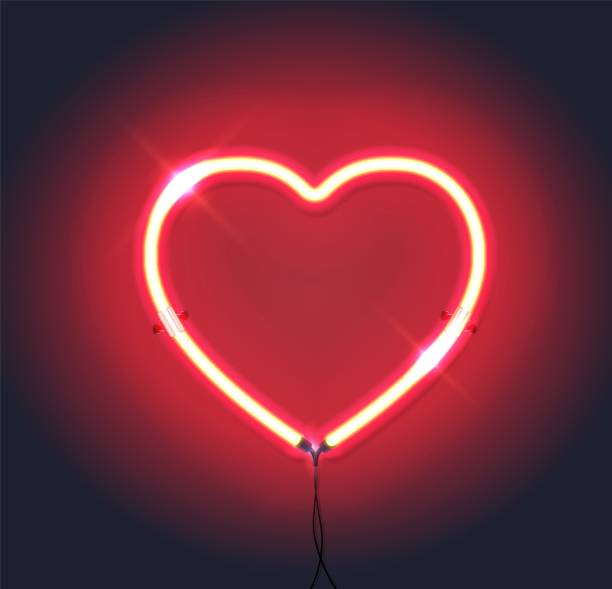 istock Bright neon heart.Red neon sign. Heart sign on dark background. Element for Happy Valentine's Day. Ready for  greeting card, banner. Vector illustration. 1144641219