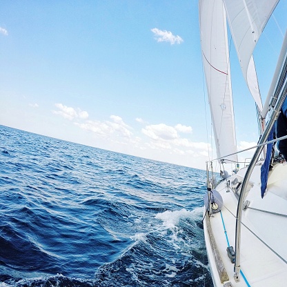 sailing yacht on blue sea