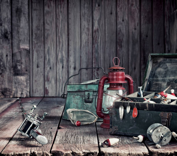 istock Vintage Fishing Tackle Background 1144645443
