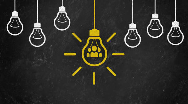 istock social media community Symbol with Bulb Concept Chalk Drawing on Blackboard 1144646169