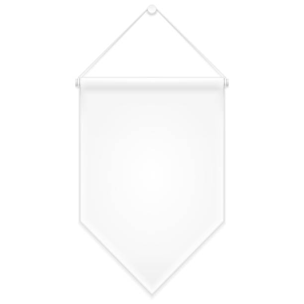 istock White Canvas Fabric Wall Hanging Award Banner, Decor Advertising Shield. Mock Up, Template Products On White Background Isolated. Ready For Your Design. Product Packing. Vector EPS10 1144647889