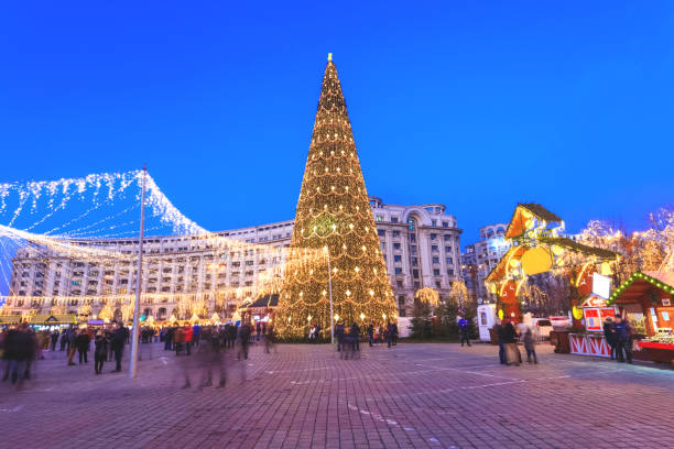 istock Christmas scene outdoors in Bucharest city 1144651651