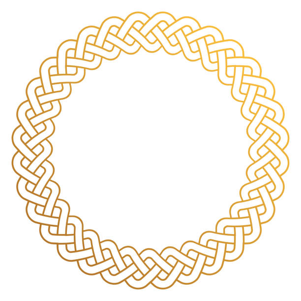 ilustraciones, imágenes clip art, dibujos animados e iconos de stock de marco redondo nudo celta - celtic culture tied knot frame braided