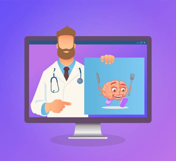 Online medicine concept Online medical consultation. Doctor online. Medicine concept. Doctor website vector illustration brain eater stock illustrations