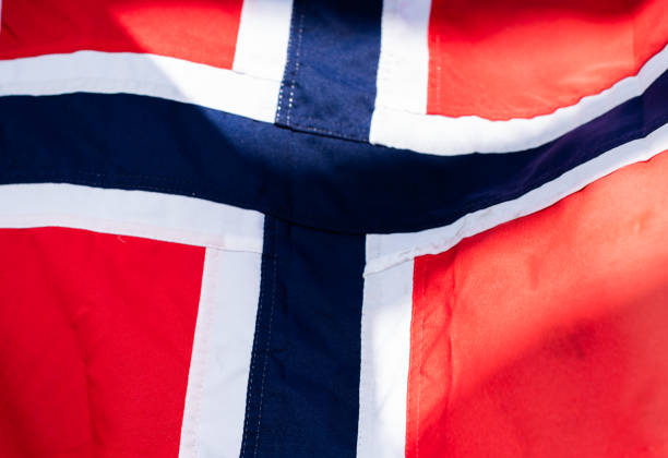 istock Flag of Norway waving in the wind 1144657305