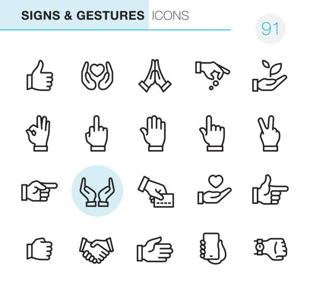 illustrations, cliparts, dessins animés et icônes de gestes-icônes pixel perfect - hand sign human arm human hand holding