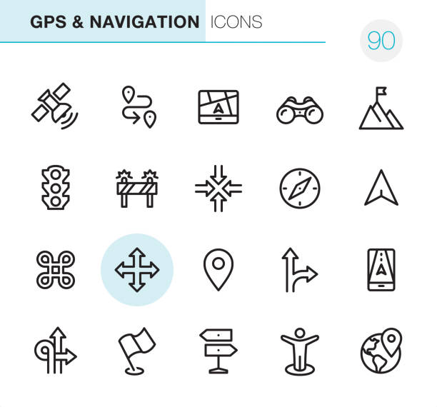 illustrations, cliparts, dessins animés et icônes de navigation-icônes pixel perfect - global communications directional sign road sign travel