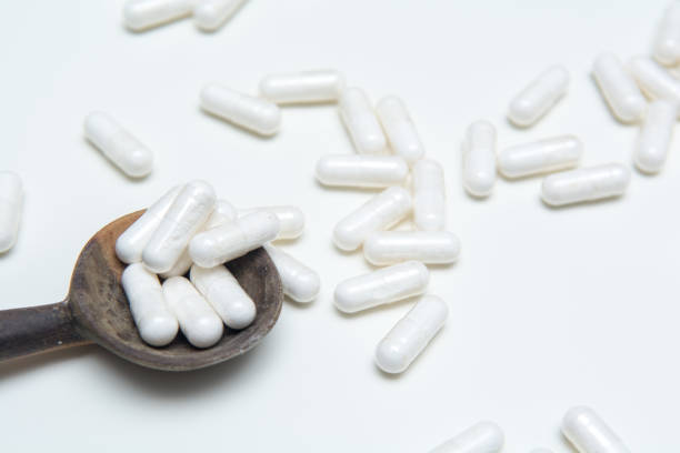 istock Plain white tablets for a dose of medicine 1144668385