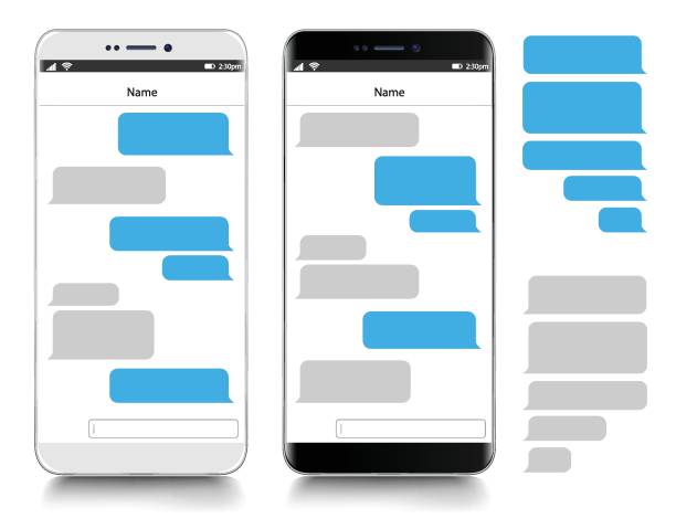 текстовые сообщения. смартфон, реалистичная векторная иллюстрация - текст messaging stock illustrations
