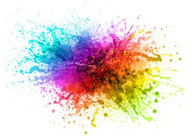 ilustraciones, imágenes clip art, dibujos animados e iconos de stock de salpicadura de pintura rainbow - watercolor painting watercolour paints backgrounds paint