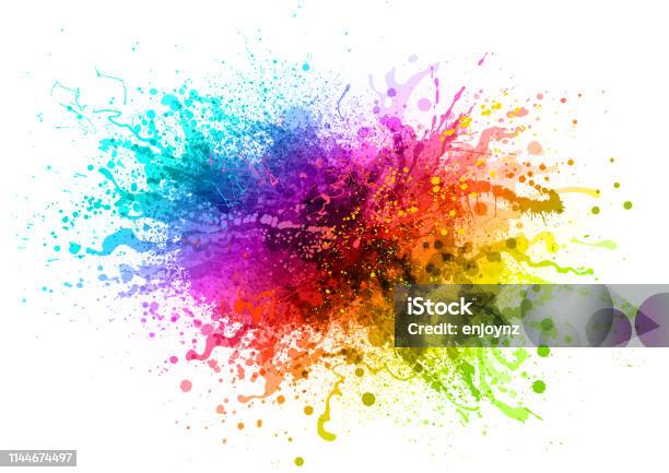 Rainbow Paint Splash - Arte vetorial de stock e mais imagens de Cores - Cores, Tinta - Equipamento de Arte e Artesanato, Imagem a cores